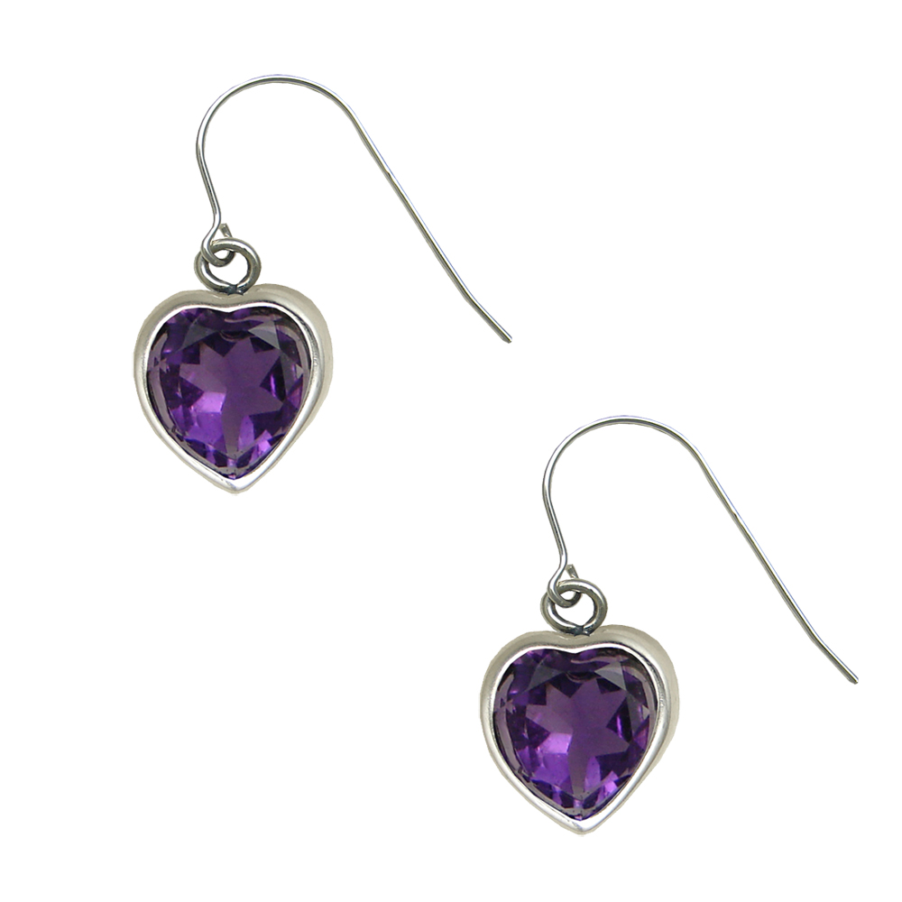 Sterling Silver For Someone You Love Heart Drop Dangle Earrings With Amethyst